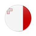 Malta circle button icon. Maltese round badge flag. 3D realistic isolated vector illustration