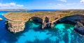 Malta. Comino island caves. Famous destination in Malta. Picturesque coastline of Comino island. Royalty Free Stock Photo