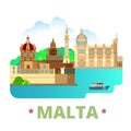 Malta country design template Flat cartoon style w