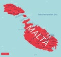 Malta country detailed editable map