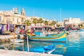Malta December 2017, Marsaxlokk harbor fishing boats colorful Malta