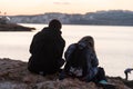 Friends on the rocks of Bugibba, Paul\'s Bay, Malta