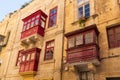 Building detail of typical house in Valletta, Malta