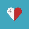Malta flag icon in a heart shape in flat design Royalty Free Stock Photo