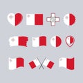 Malta flag icon set vector isolated on a gray background Royalty Free Stock Photo