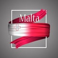 Malta flag. Official national colors. Maltese 3d realistic stripe ribbon. Vector icon sign background.
