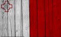 Malta Flag Over Wood Planks