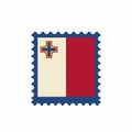 Malta Flag Postage Stamp with George Cross - Vector Illustration Royalty Free Stock Photo