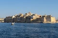 Malta, Fort Sain Angelo at Three Cities. Grand Harbour sea view from Valletta.