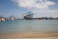 Malta Freeport in Birzebbuga view from Pretty bay beach Royalty Free Stock Photo