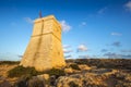 Malta - Ghajn Tuffieha watchtower at Golden Bay before sunset Royalty Free Stock Photo