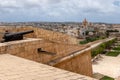 Malta, Gozo, View from the Victoria Citadel over the city with the red dome of Saint George\'s Basilica Royalty Free Stock Photo