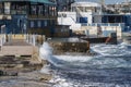 Rough sea in St Pauls bay in the Bugibba area of Malta