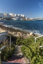 Pathway down to the sea St Paul`s bay in the Bugibba area of Malta