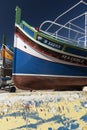 Traditional fishing boat detail in Bugibba, Malta Royalty Free Stock Photo