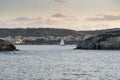 Sail boat between St Paul`s Island and St Pauls Bay Malta
