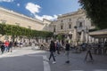 Square outside the National Library of Malta Republic Street Valletta Malt Royalty Free Stock Photo