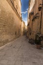 Side street Mdina Malta. Mdina