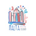 Malta island logo template original design, exotic summer holiday badge, label for a travel agency, element for design