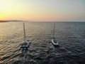 Malta island Mediterranean sea sailing yacht sunset drone