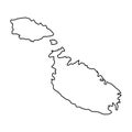 Malta map of black contour curves illustration