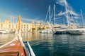Malta marina seen from traditional wooden boat