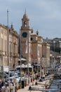 Malta Maritime Museum and restaurant tables in Birgu,