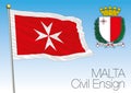 Malta official civil flag and national coat of arms, EU