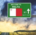 Malta road sign against clear blue sky