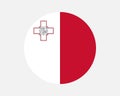 Malta Round Country Flag. Maltese Circle National Flag