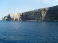 Malta seashore characteristic landscape made of limestone which formed steep slopes