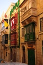 Malta: Traditional architecture of historic houses in Valetta Royalty Free Stock Photo