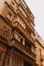 Malta, Valetta old street, balcony, stone architecture Royalty Free Stock Photo