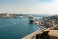 Malta, Valletta, August 2019. Grand harbor with moored ships.