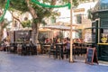 Malta, Valletta, August 2019. Maltese street cafe near the walls of the main cathedral.