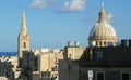 Malta, Valletta, Hastings Garden Malta, dome and bell tower of the Carmelite Church from the walls of the fortress Royalty Free Stock Photo