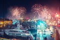 Malta Valletta night Festival of fireworks. Travel concept