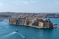 Malta, Valletta, The Three Cities seen from the Upper Barakka public gardens