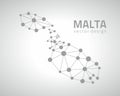 Malta vector grey perspective mosaic dot trendy map