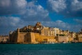 Malta: 03-09-2021: View to Grand Harbor from Upper Barrakka Gardens in the morning day, Valetta, Malta Royalty Free Stock Photo