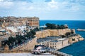 Malta: 03-09-2021: View to Grand Harbor from Upper Barrakka Gardens in the morning day, Valetta, Malta. Royalty Free Stock Photo