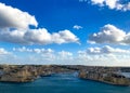 Malta: 03-09-2021: View to Grand Harbor from Upper Barrakka Gardens in the morning day, Valetta, Malta Royalty Free Stock Photo