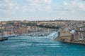 Malta: 03-09-2021: View to Grand Harbor from Upper Barrakka Gardens in the morning day, Valetta, Malta. Royalty Free Stock Photo