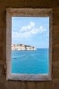 Malta, View of Valletta from the watchtower of Gardjola park at the end of Senglea