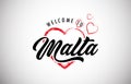 Malta welcome to message with beautiful red hearts