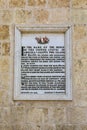 Malta WW2 Plaque on the Grandmasters Palace in Valletta Royalty Free Stock Photo