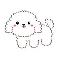 Maltese bichon dog standing. Puppy face head line contour silhouette icon. Doodle animal pet icon. Cute kawaii cartoon funny