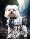 Maltese dog futuristc warrior exoskeleton Royalty Free Stock Photo