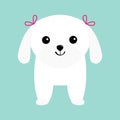 Maltese dog puppy White lapdog. Animal icon set. Cute cartoon character. Pet animal collection. Adopt concept. Flat design. Blue b