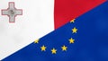 Maltese and Europe flag. Brexit concept of Malta leaving European Union